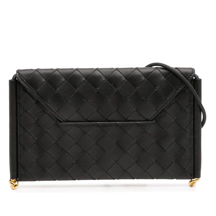Bottega Veneta Calfskin Intrecciato Solstice Phone Pouch Black Leather Very good condition - Front View