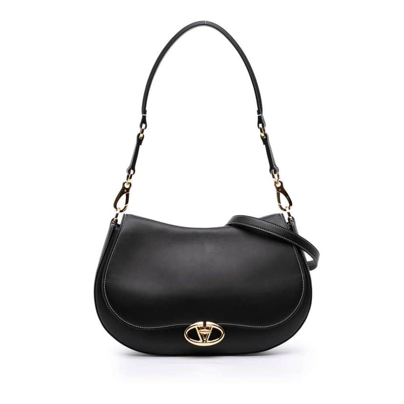 Valentino Medium Leather Ohval Flap Bag Black Leather Very good condition - Front View