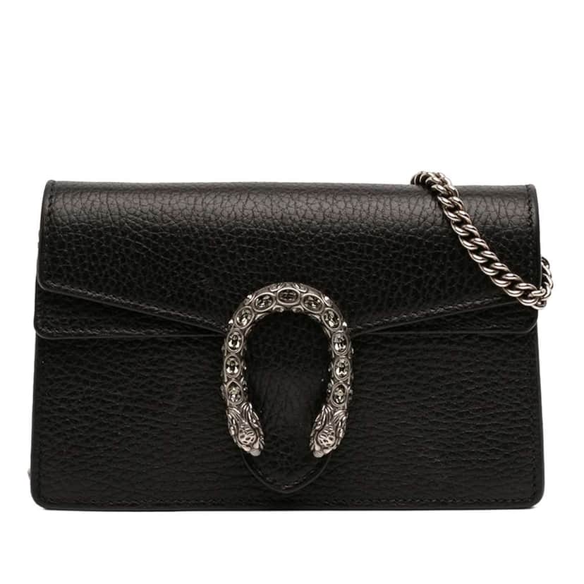Gucci Mini Leather Dionysus Crossbody Black Leather Very good condition - Front View